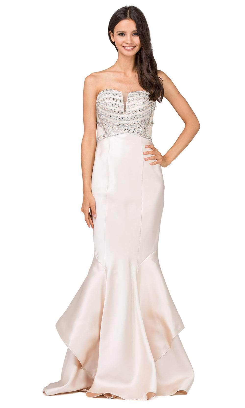 Dancing Queen 9917 - Straight Neckline Prom Gown Prom Dresses XS /  Champagne