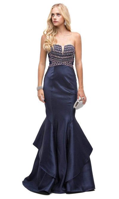 Dancing Queen 9917 - Straight Neckline Prom Gown Prom Dresses XS /  Navy