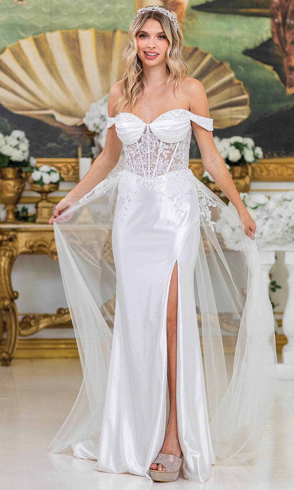 Dancing Queen Bridal 0298 - Off Shoulder Appliqued Bridal Gown Wedding Dresses