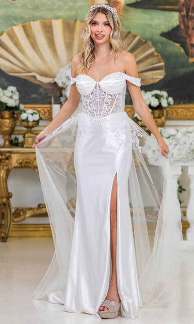 Dancing Queen Bridal 0298 - Off Shoulder Appliqued Bridal Gown Wedding Dresses