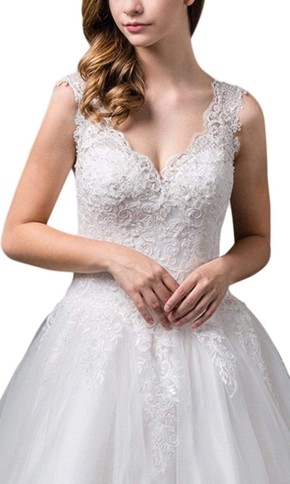 Dancing Queen Bridal - Sleeveless Embroidered Bodice Long Ballgown 71 - 1 pc Off White In Size XS Available CCSALE XS / Off White