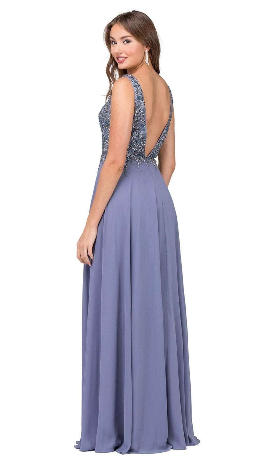 Dancing Queen - Floral Beaded Bodice A-line Dress 2312 - 1 pc Dark Silver In Size XS and 1 pc Light Mocha in Size XS Available CCSALE