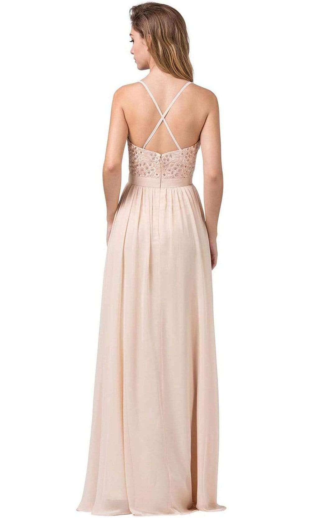 Dancing Queen - Spaghetti Strap Embroidered A-line Dress 2571 - 1 pc Mocha In Size XS Available CCSALE XS / Mocha