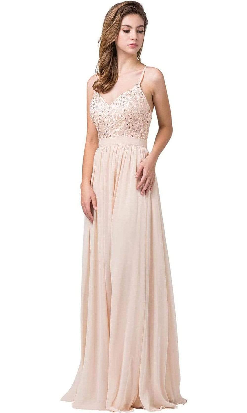 Dancing Queen - Spaghetti Strap Embroidered A-line Dress 2571 - 1 pc Mocha In Size XS Available CCSALE XS / Mocha