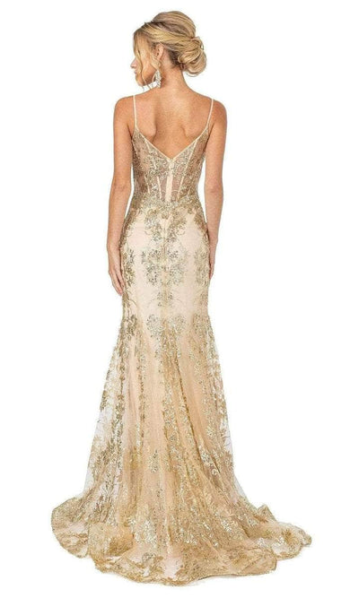 Dancing Queen - Spaghetti Straps Sequin Long Gown 4118 - 1 pc Gold In Size M Available CCSALE