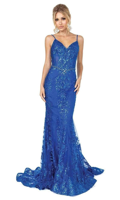 Dancing Queen - Spaghetti Straps Sequin Long Gown 4118 - 1 pc Royal Blue In Size M Available CCSALE M / Royal Blue