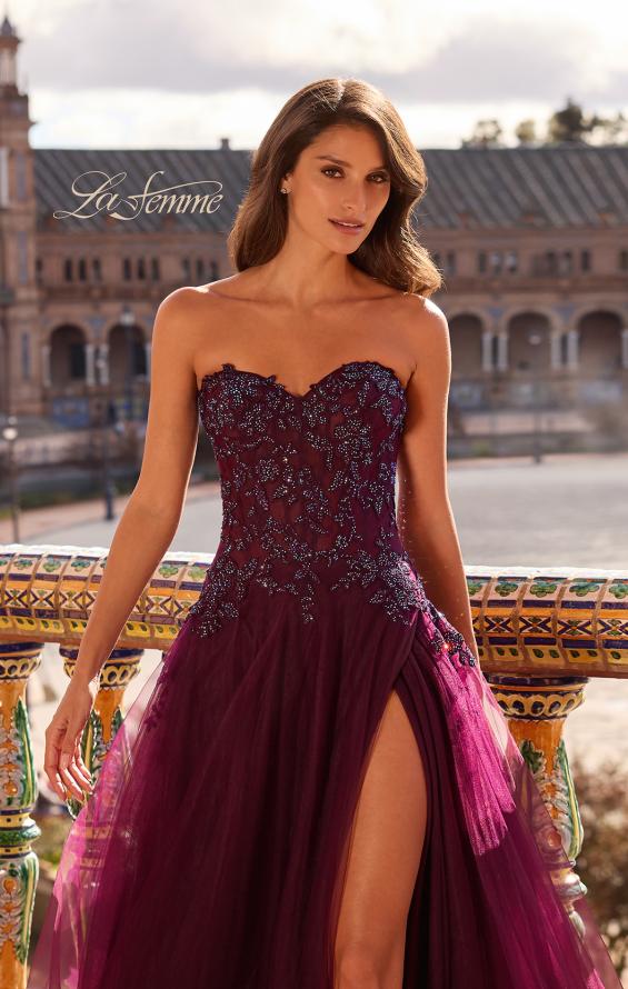 La Femme 33551 - Sweetheart Beaded Lace Tulle Gown