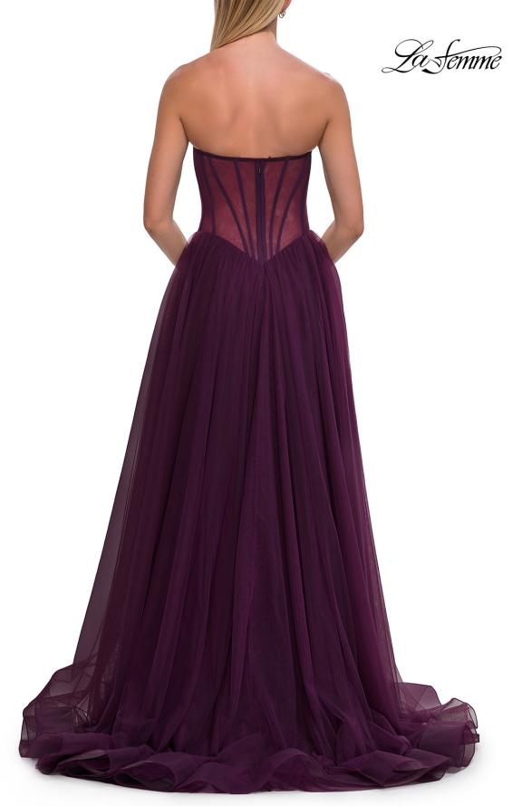 La Femme 33491 - Beaded Lace Layered A-Line Dress