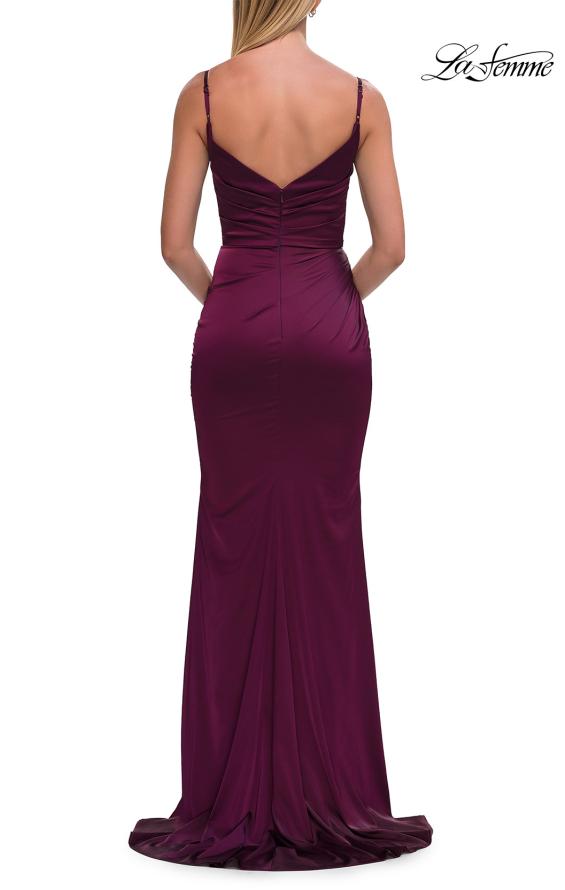 La Femme 33421 - Satin Ruched Long Prom Gown