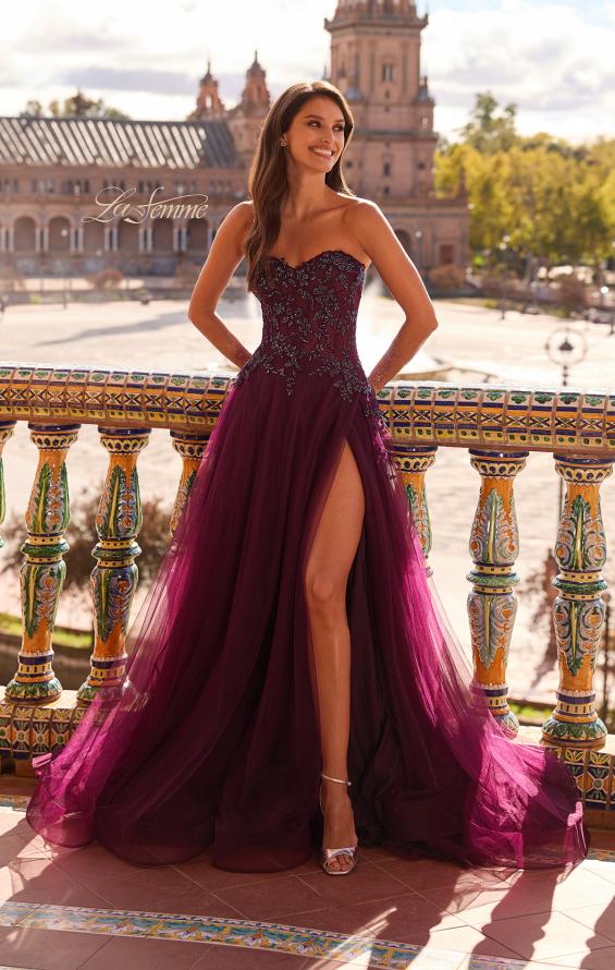 La Femme 33551 - Sweetheart Beaded Lace Tulle Gown