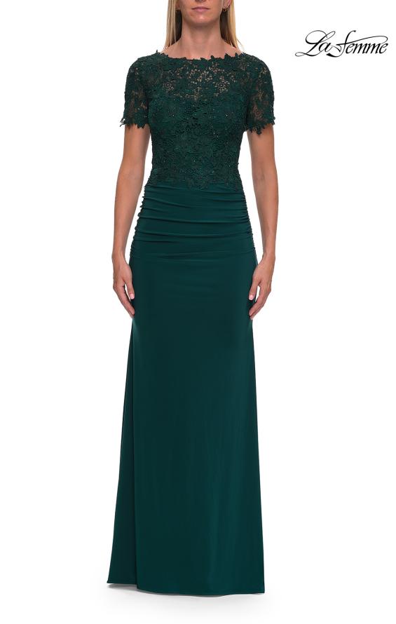 La Femme 33331 - Bateau Lace Top Evening Gown