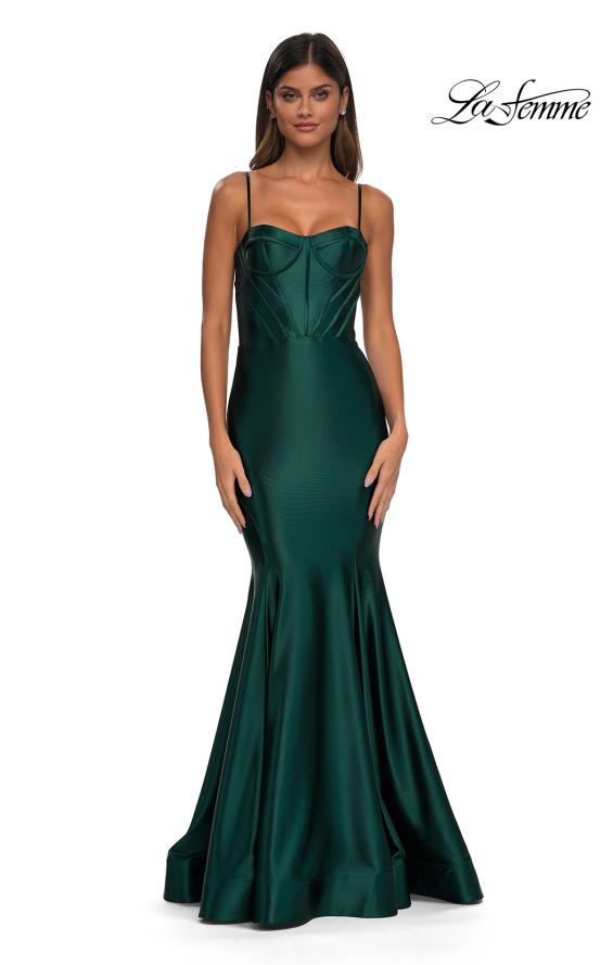 La Femme 32555 - Satin Corset Prom Gown