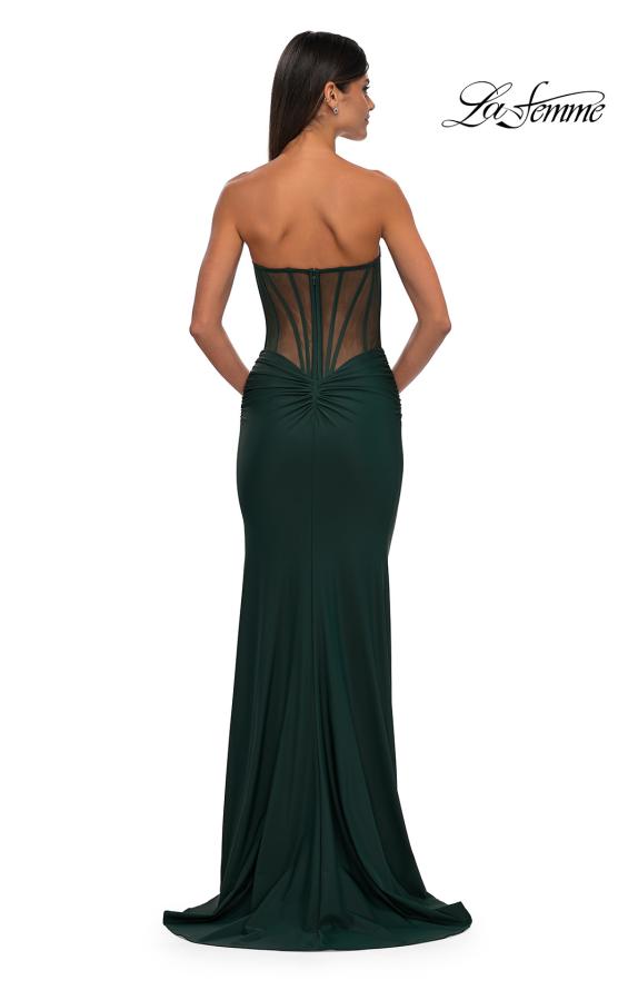 La Femme 32912 - Lace Appliqued Sheath Prom Gown