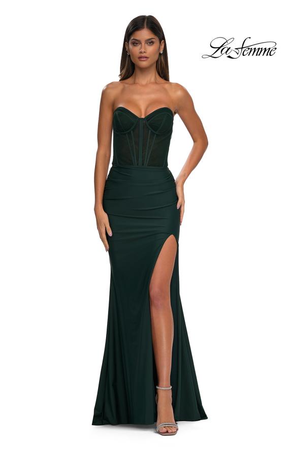 La Femme 32971 - Strapless Prom Gown with Slit