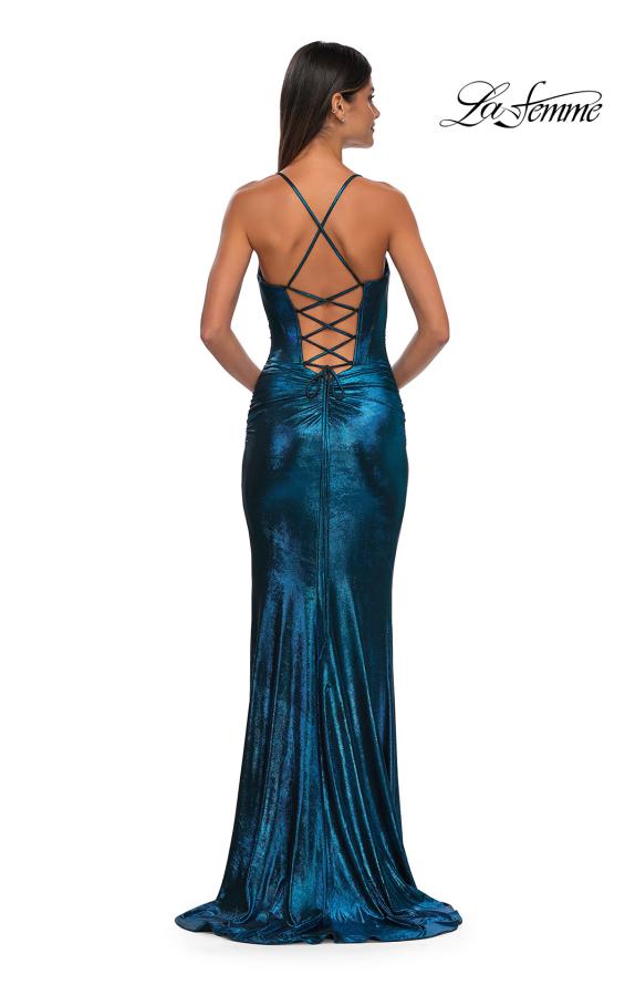 La Femme 33032 - Brushed Metallic Sleeveless Prom Gown