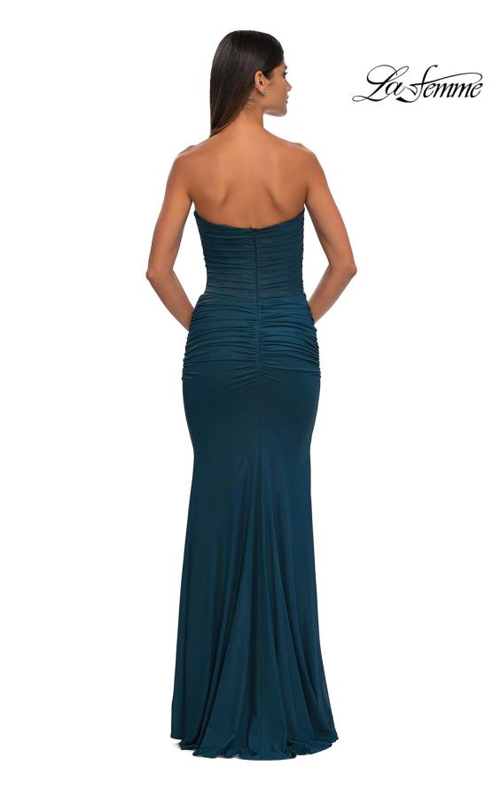 La Femme 33007 - Ruched Ornate Strapless Prom Gown