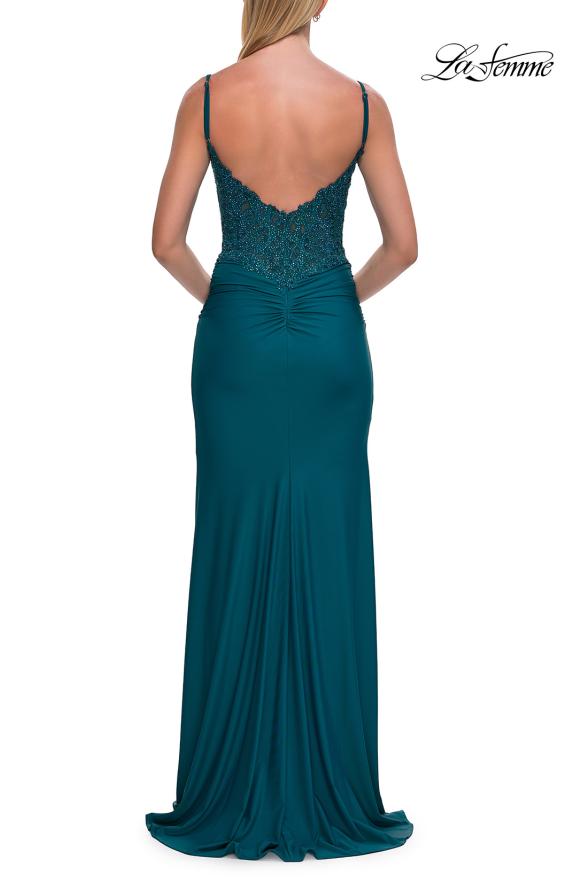 La Femme 33439 - Spaghetti Strap V-Back Embellished Dress