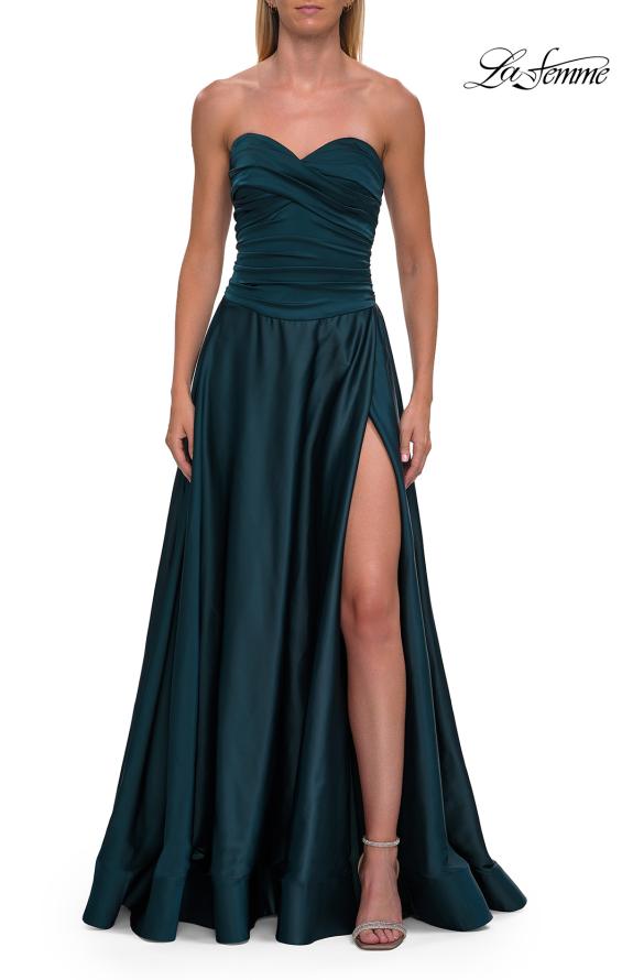 La Femme 33417 - Strapless High Slit A-Line Gown
