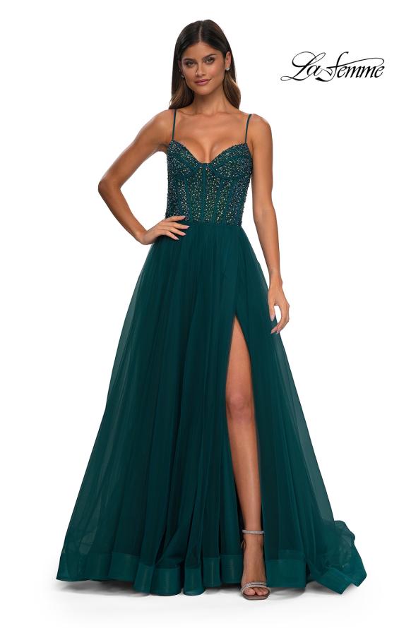 La Femme 32754 - Spaghetti Straps A-Line Prom Gown