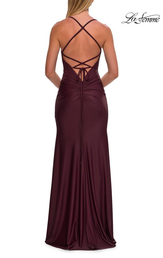 La Femme 33361 - High Slit Sweetheart Gown with Lace Trim