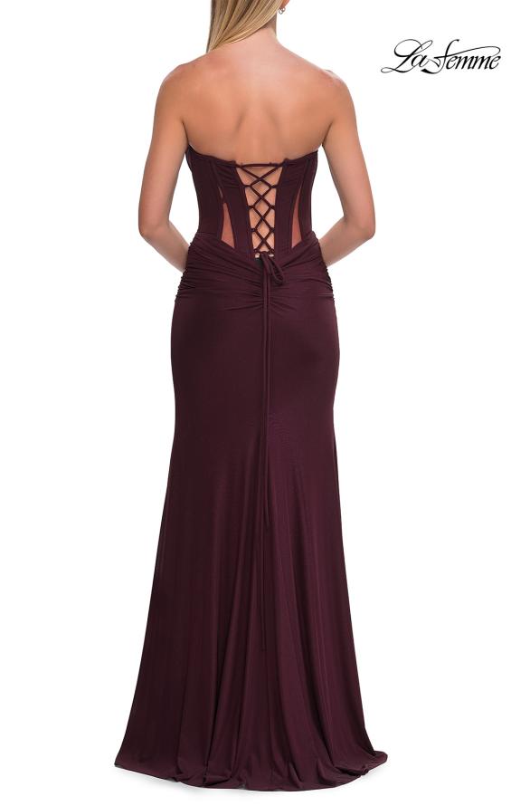 La Femme 33199 - Lace-Up Back Ruched Strapless Gown Prom Dresses
