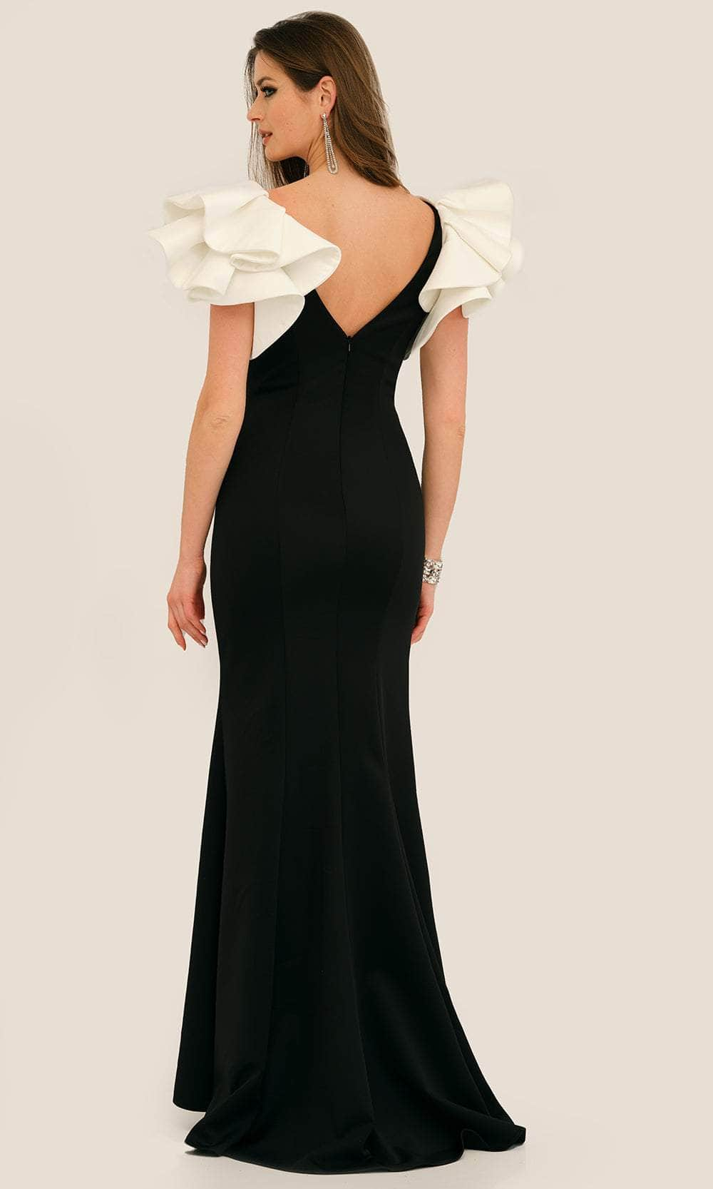 Dave & Johnny 11314 - Ruffled Sleeve Sheath Formal Gown Special Occasion Dress