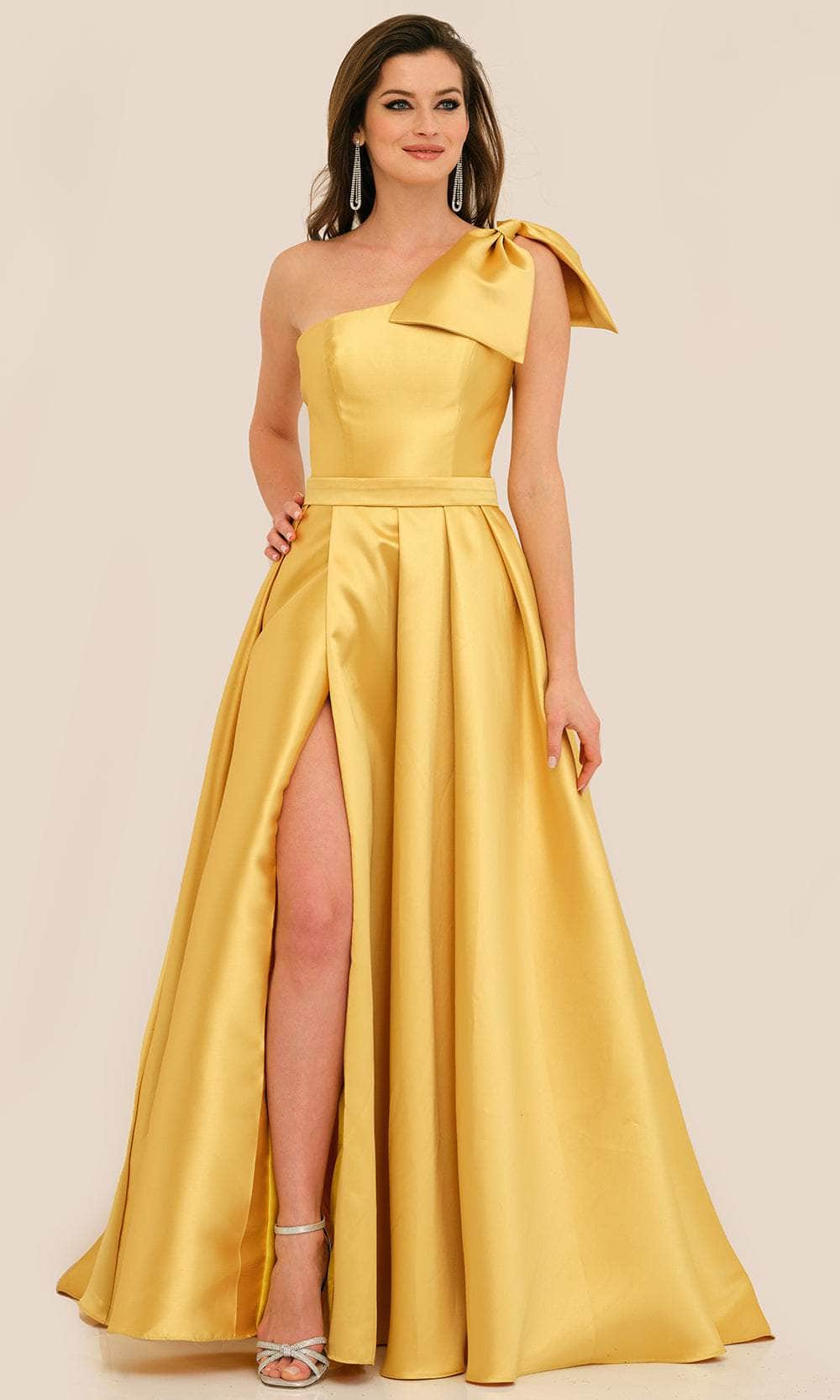 Dave & Johnny 11337 - Bow Accented One Shoulder Formal Gown Special Occasion Dress