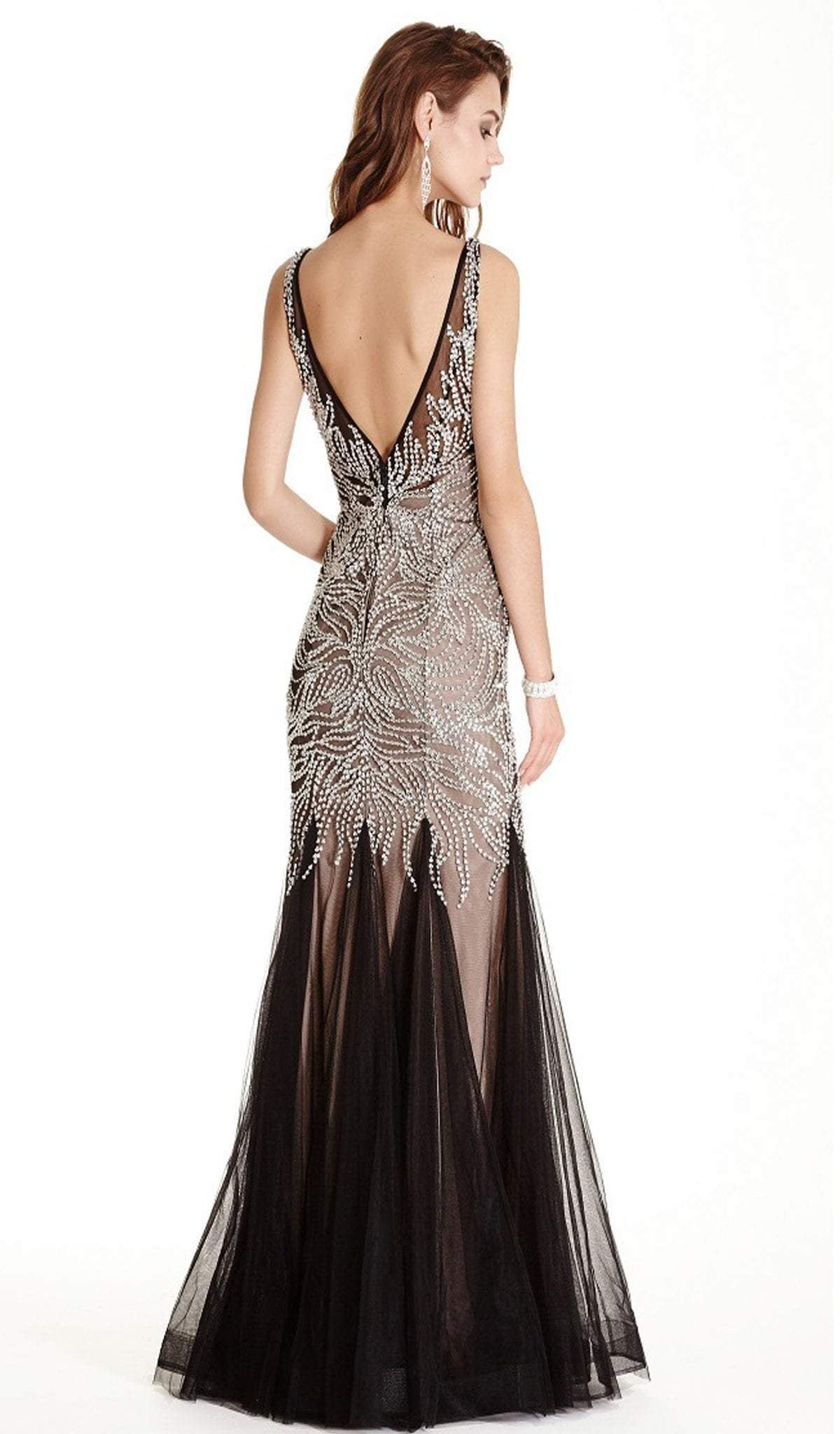 Dazzling Deep V-neck Trumpet Prom Dress Dress