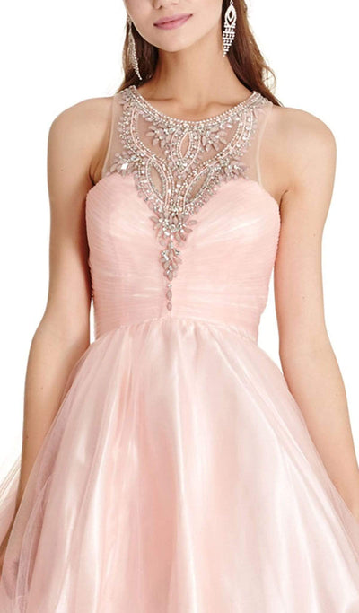 Dazzling Illusion Halter A-line Homecoming Dress Homecoming Dresses