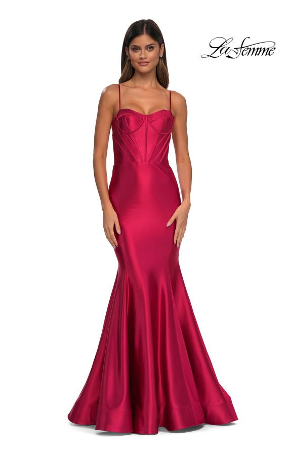 La Femme 32555 - Satin Corset Prom Gown