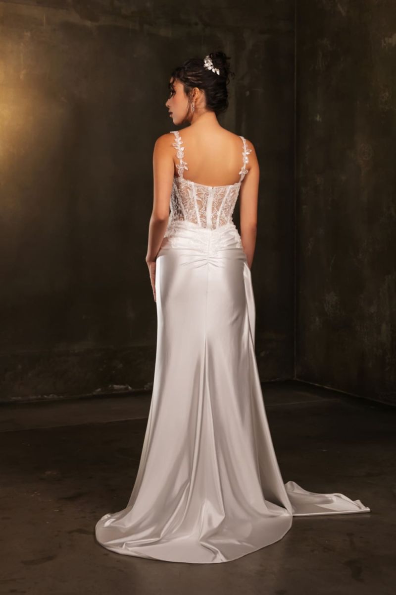 May Queen MQ2145 - Scoop Neck Embellished Sheath Gown