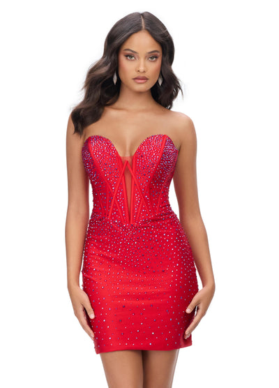 Ashley Lauren 4689 - Jersey Cocktail Dress In Red