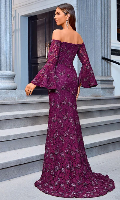 J'Adore Dresses JM207 - Flounce Sleeve Fitted Evening Dress Special Occasion Dresses