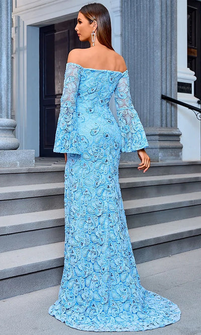 J'Adore Dresses JM207 - Flounce Sleeve Fitted Evening Dress Special Occasion Dresses