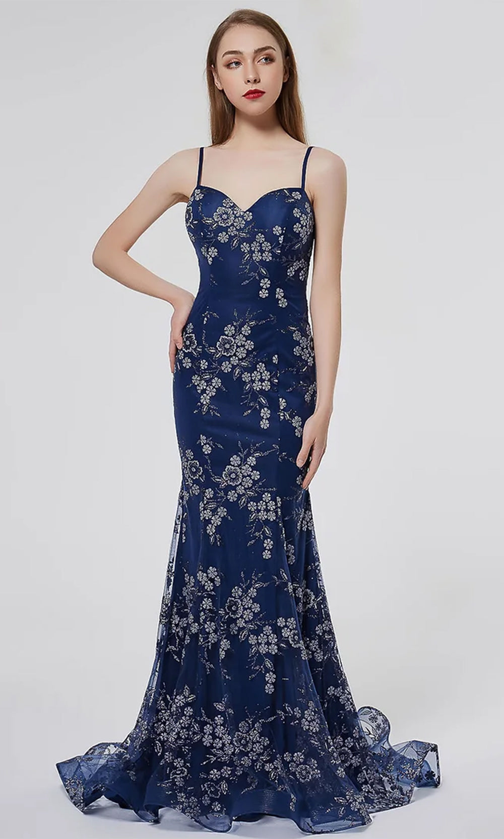 J'Adore Dresses J19019 - Floral Trumpet Prom Gown Special Occasion Dresses