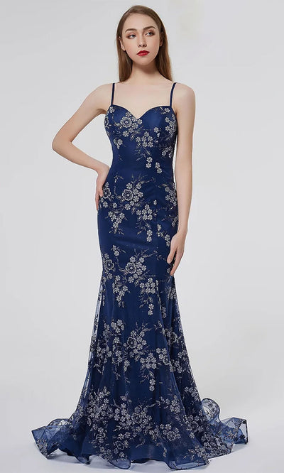 J'Adore Dresses J19019 - Floral Trumpet Prom Gown Special Occasion Dresses