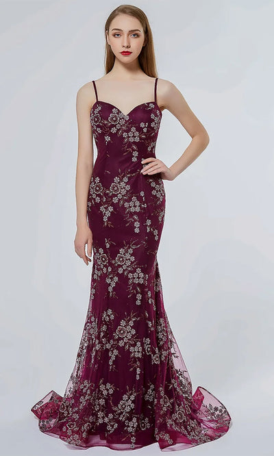 J'Adore Dresses J19019 - Floral Trumpet Prom Gown Special Occasion Dresses