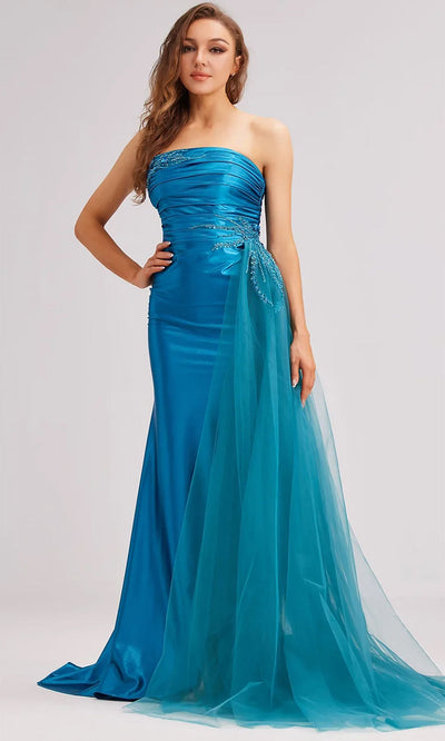 J'Adore Dresses J23008 - Sleeveless Feather Detailed Prom Dress Special Occasion Dresses