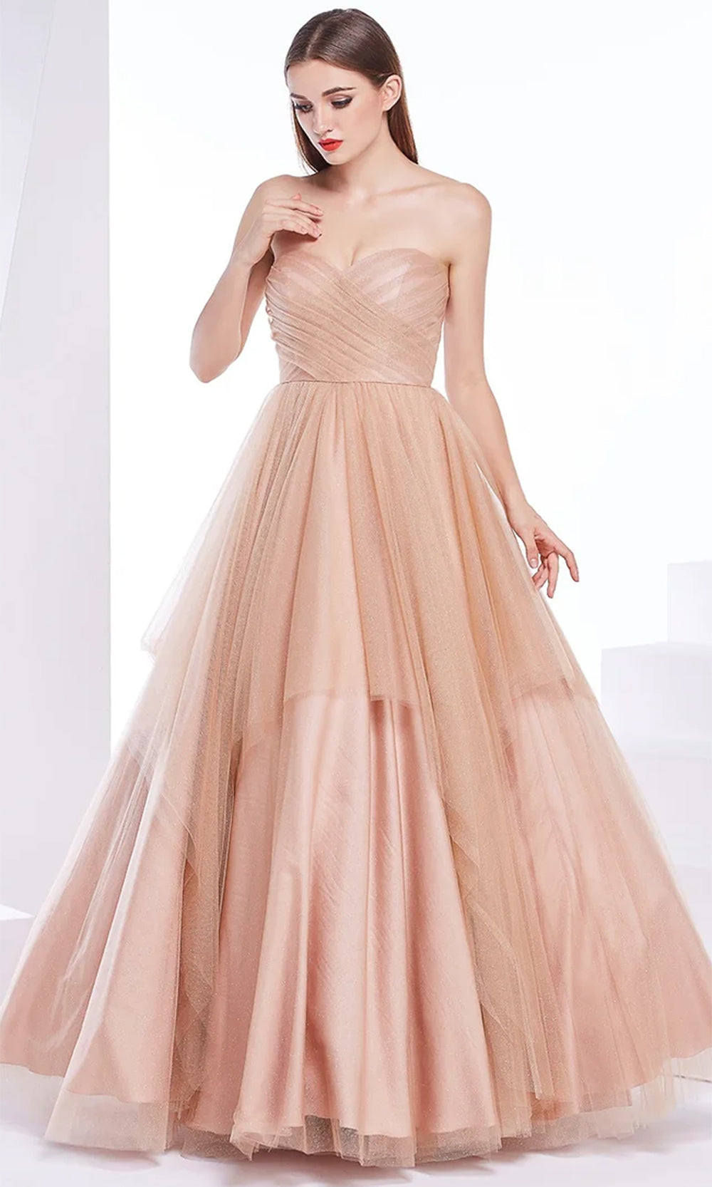 J'Adore Dresses J14016 - Strapless Pleated Detail Ballgown Special Occasion Dresses