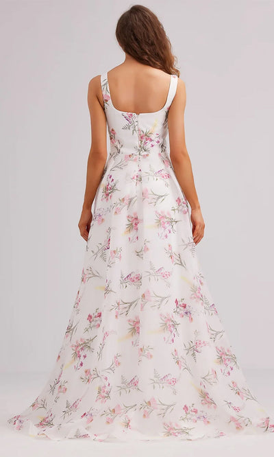 J'Adore Dresses J23024 - Floral Printed Square Neck Prom Gown Special Occasion Dresses