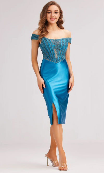 J'Adore Dresses J23062 - Corset Bodice Knee-Length Dress Special Occasion Dresses