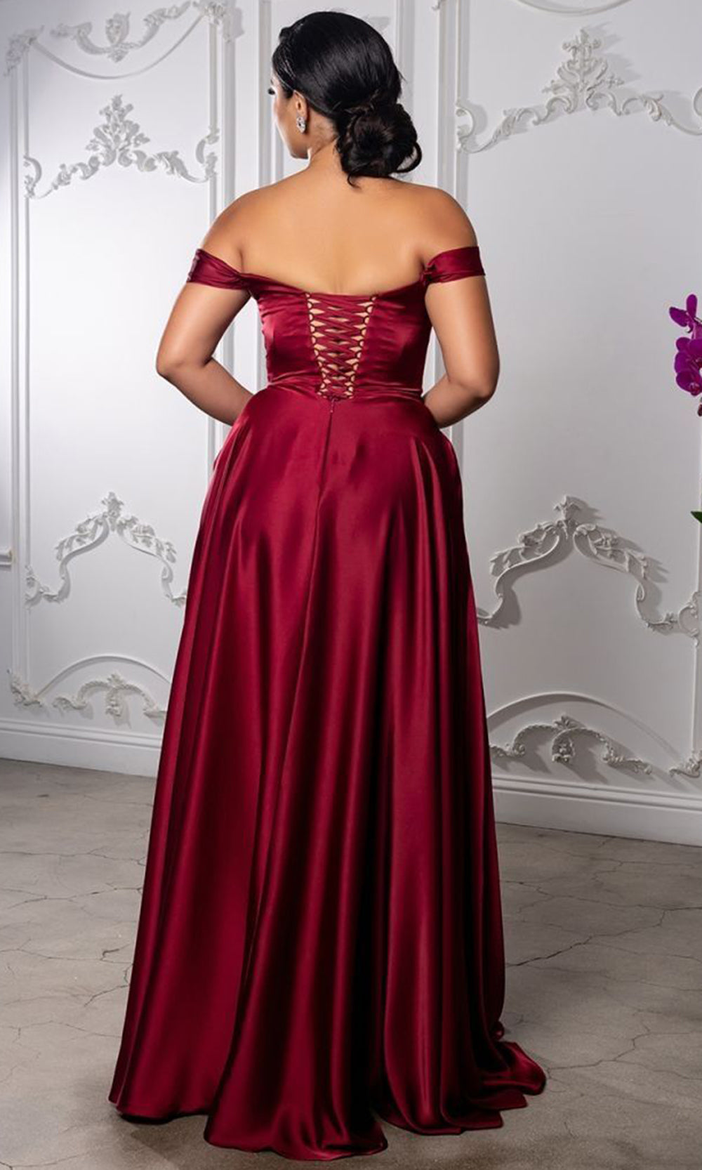 May Queen MQ2187B - Pleated Red Carpet A Line Dress Evening Dresses in Burgundy 