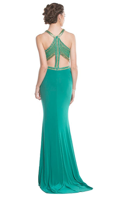 Elegant Embellished Halter Sheath Prom Dress Dress