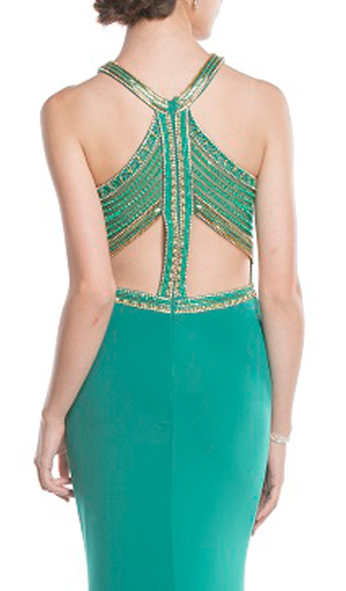 Elegant Embellished Halter Sheath Prom Dress Dress