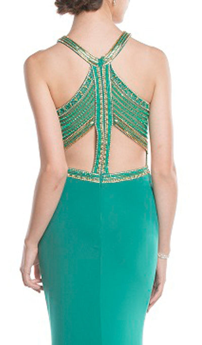 Elegant Embellished Halter Sheath Prom Dress Dress