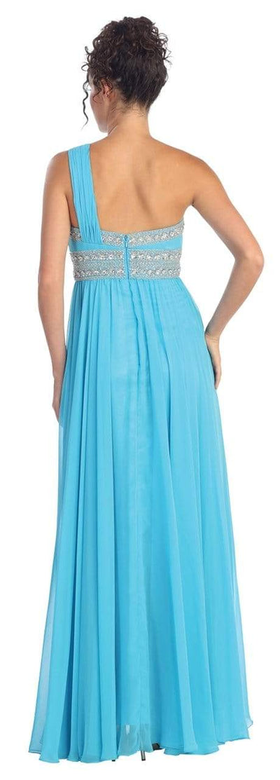 Elizabeth K - GL1015 One Shoulder Bejeweled Empire Long Dress Bridesmaid Dresses