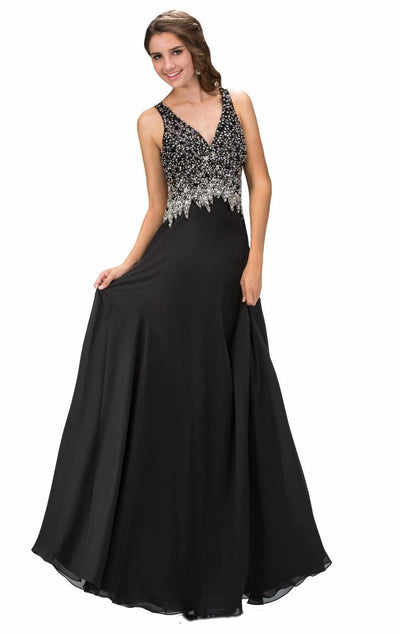Elizabeth K - GL1113 V-Neck Sleeveless Long Dress Special Occasion Dress XS / Black