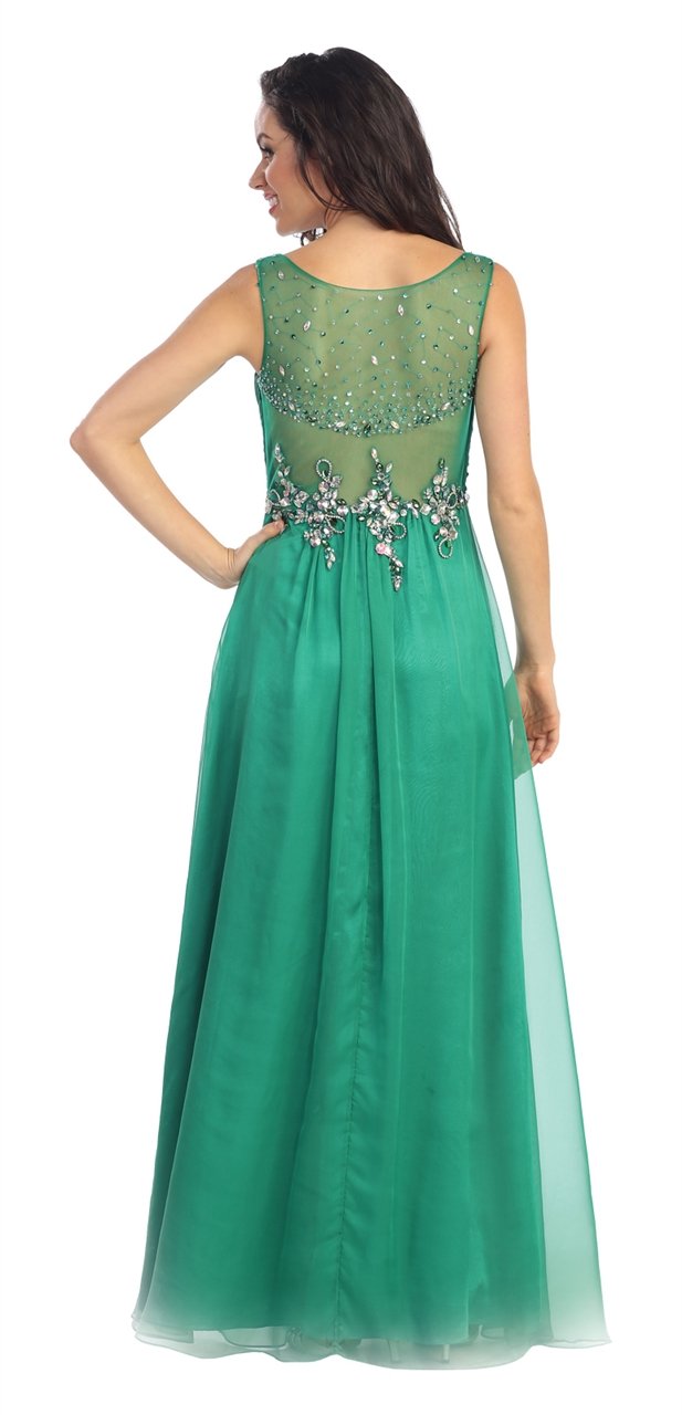 Elizabeth K - GL1131 Bateau Illusion Bejeweled Chiffon Gown Special Occasion Dress