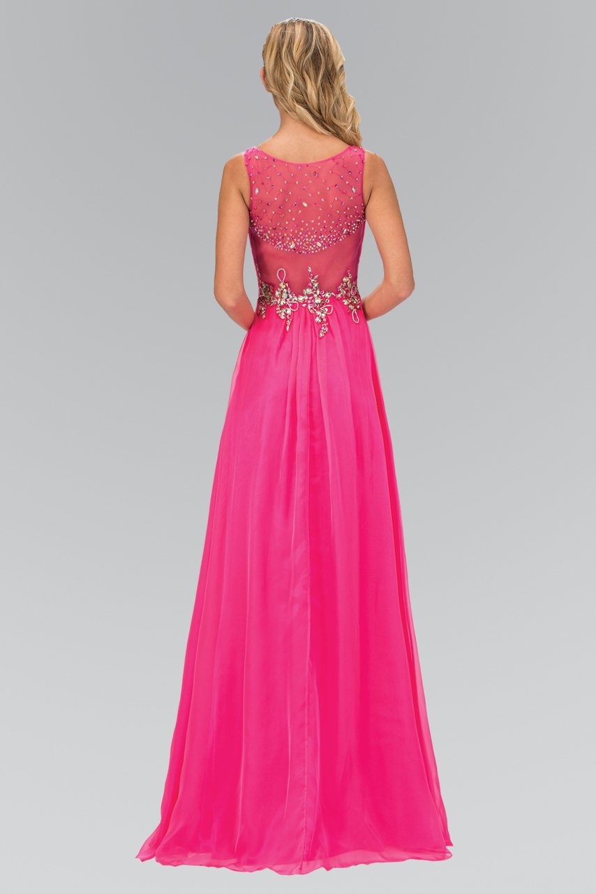 Elizabeth K - GL1131 Bateau Illusion Bejeweled Chiffon Gown Special Occasion Dress