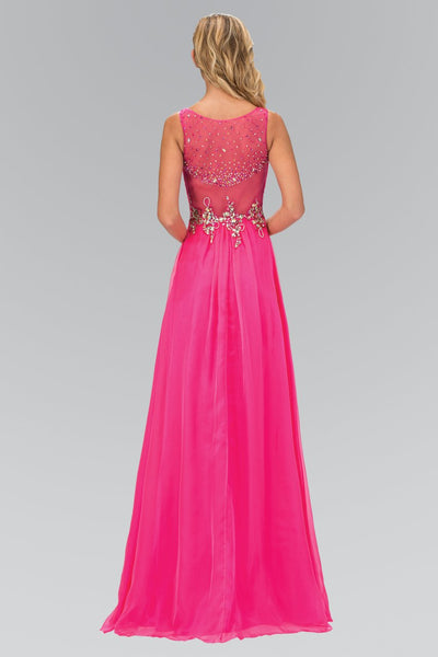 Elizabeth K - GL1131 Bateau Illusion Bejeweled Chiffon Gown Special Occasion Dress